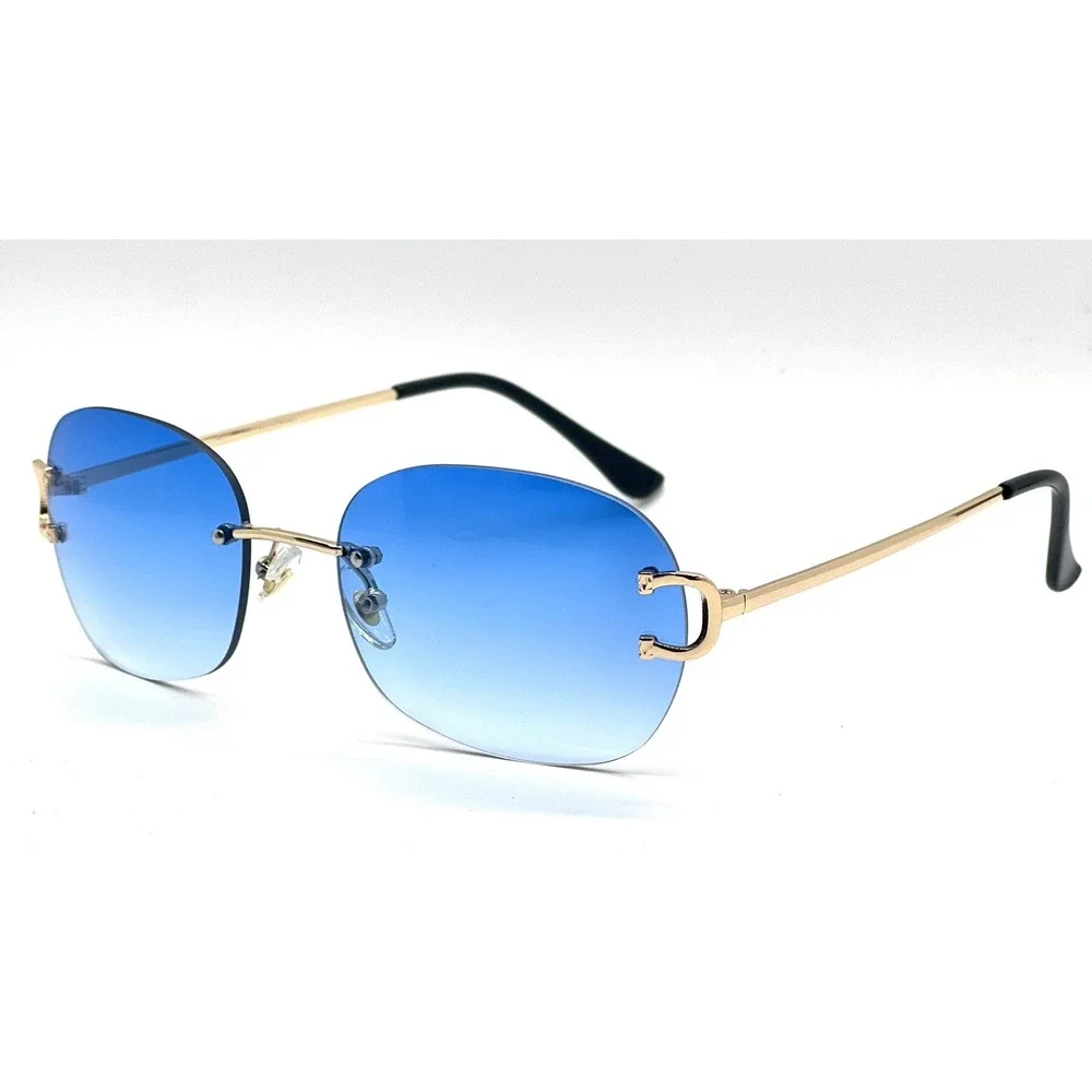 Sunglasses Blue Lens Gold Light Weight Retro Classic Men Style Gangs Stylish Hot